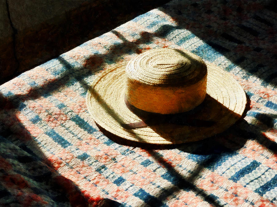 Vintage Photograph - Hat on Bed by Susan Savad