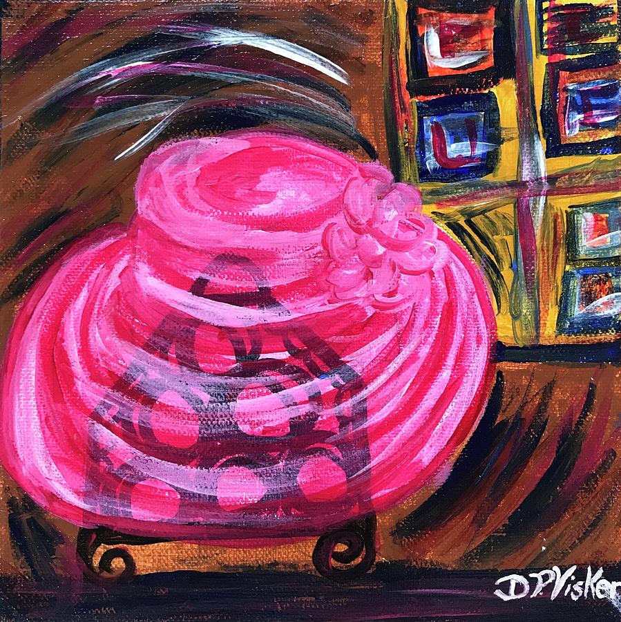 Hat on the wine rack  Painting by Dottie Visker