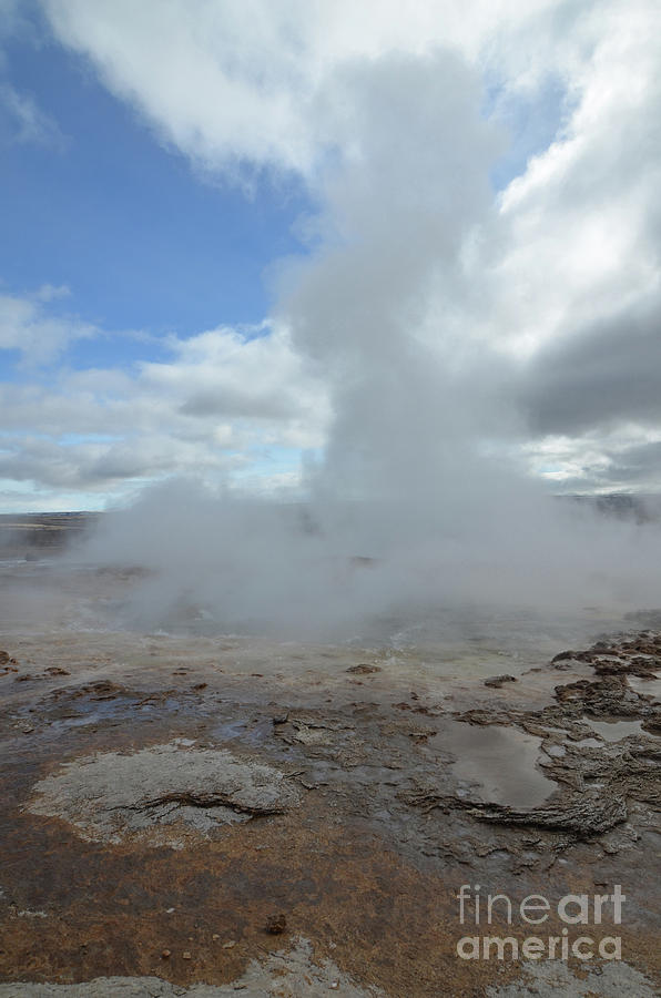 Haukadulur Iceland with Active Geysers Blowing on a Regular Basi Photograph by DejaVu Designs
