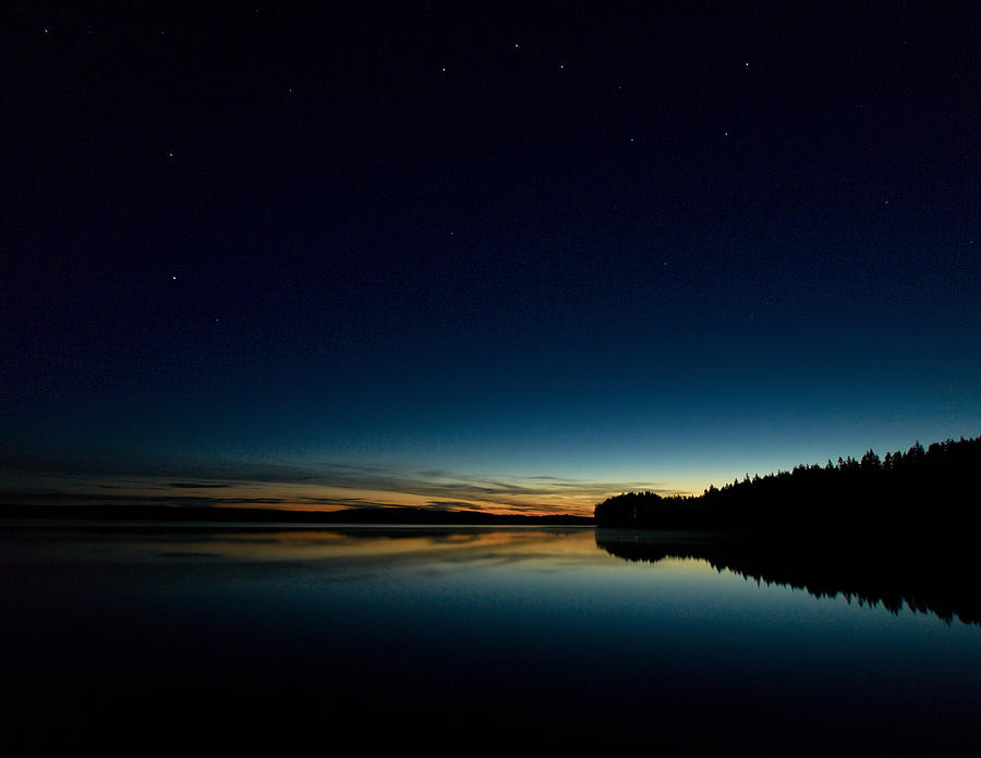 Sunset Photograph - Haukkajarvi by night with Ursa Major 1 by Jouko Lehto
