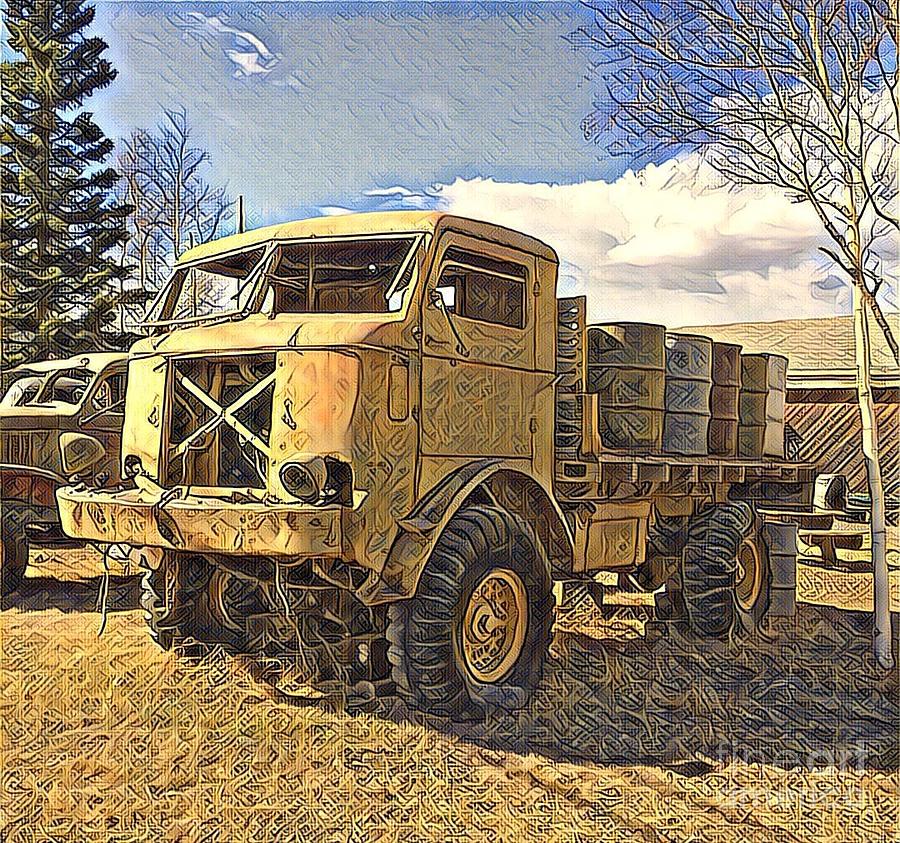 Hauling Oil Barrels on Old Canol Pipeline Project Digital Art by Barb Cote