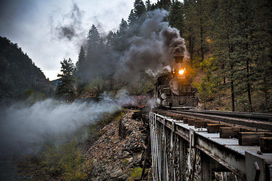 Railroad Photograph - Hauling though the mountains by Patrick  Flynn