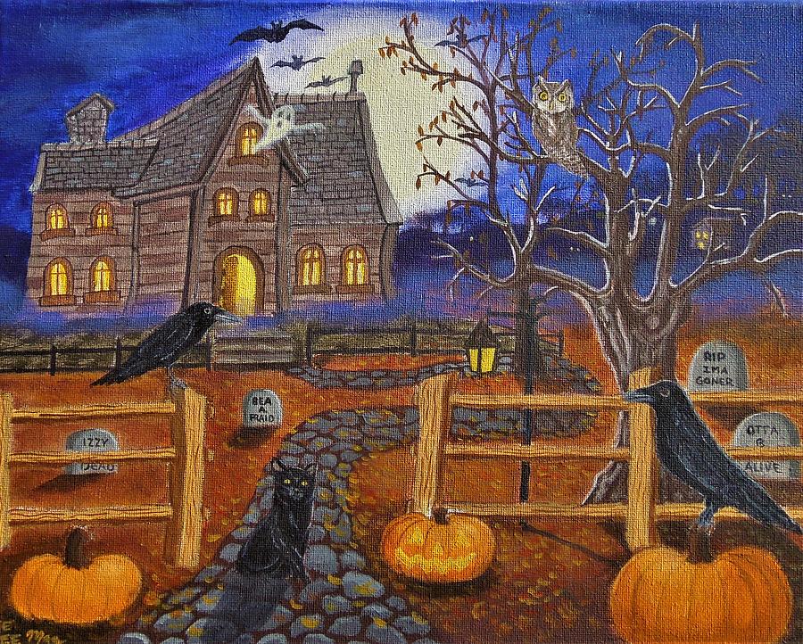 Haunted Halloween Painting by Deedee Maz - Fine Art America