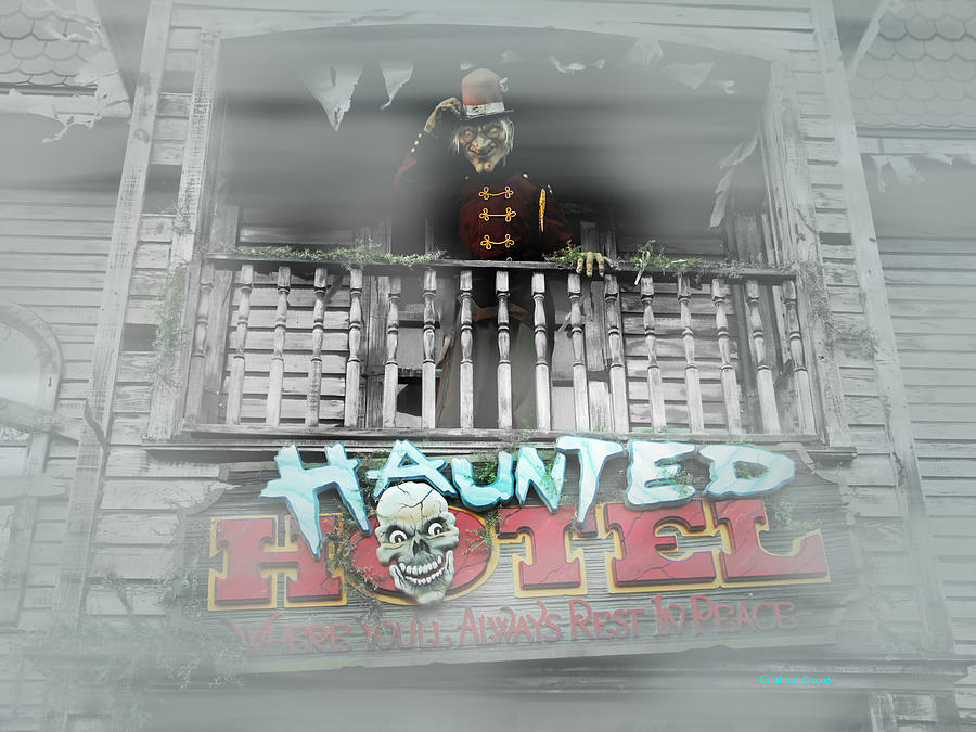 Black And White Photograph - Haunted Hotel by Dwayne  Graham