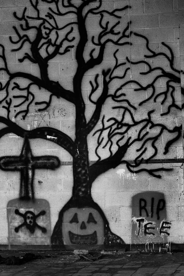 Halloween Photograph - Haunted House in Black and White by Karen Wagner