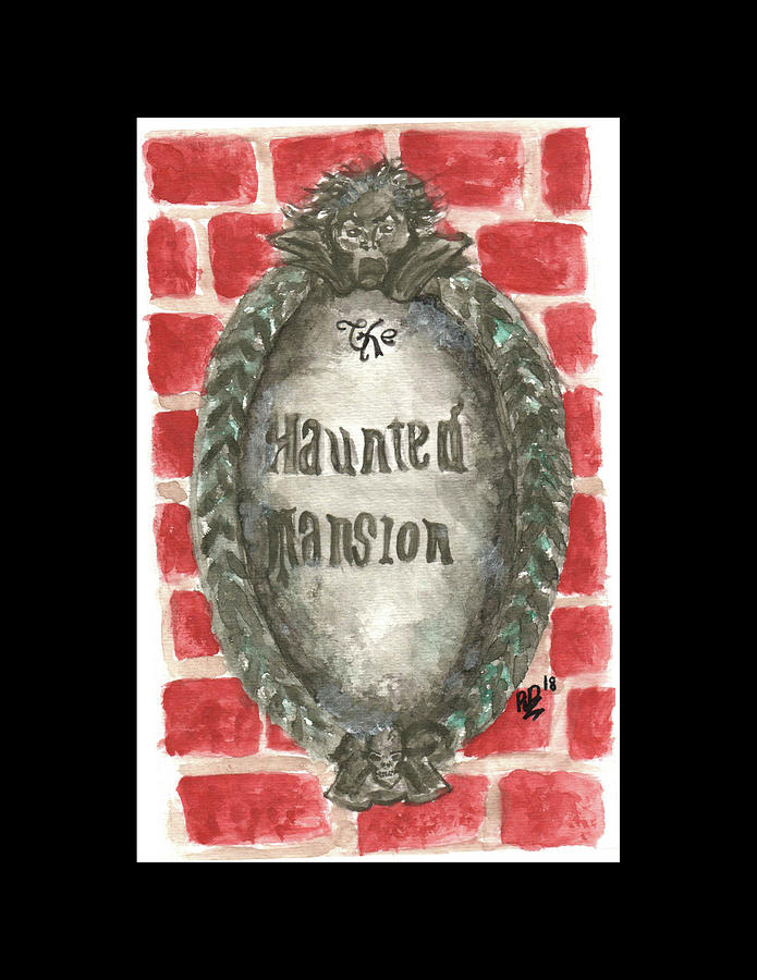 Disney Painting - Haunted Mansion Plaque by Rebecca Driggers