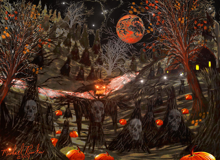 Haunted Pumpkin Patch Digital Art by Michael Rucker