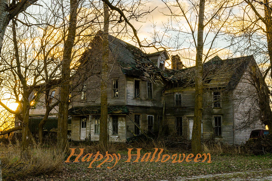 Haunted Ruin Halloween Card Photograph by Steve LItalien