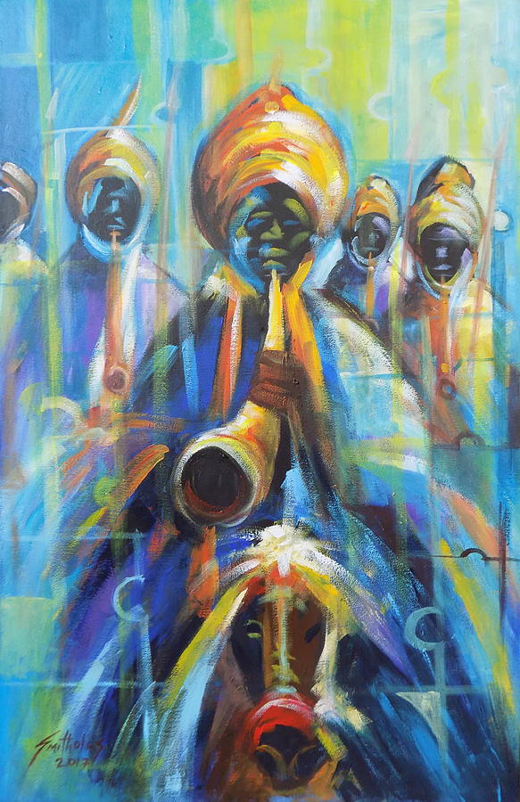 Hausa flutist Painting by Olaoluwa Smith