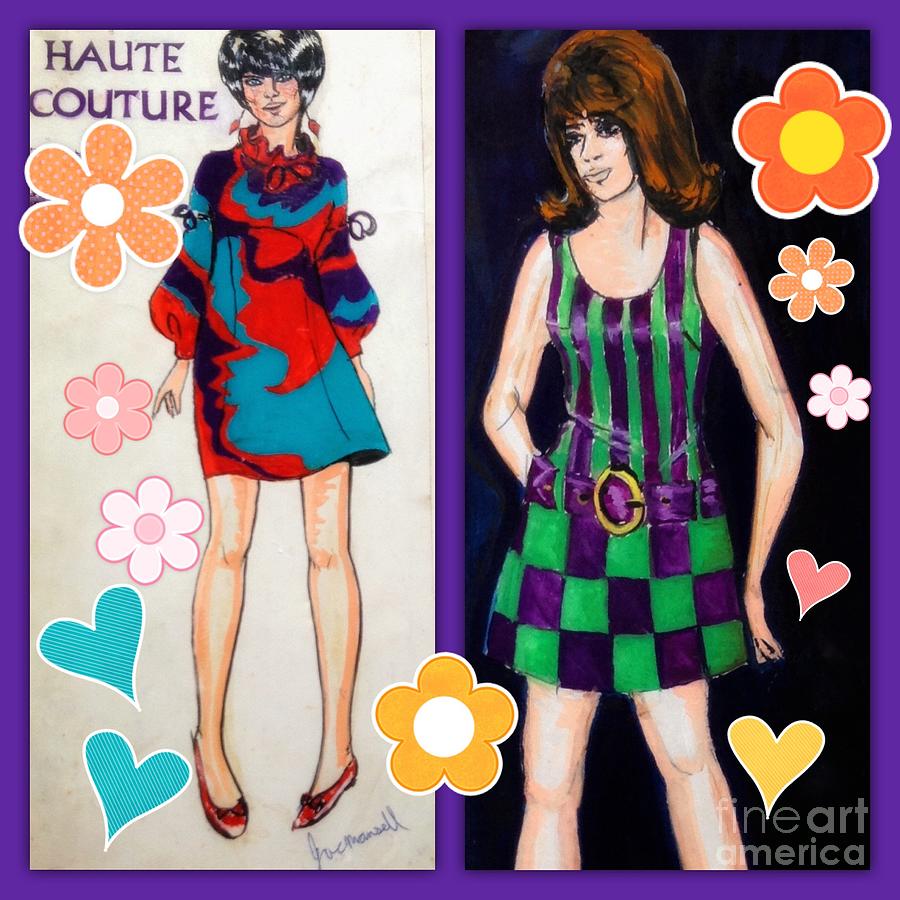 Haute Couture 1966 Mixed Media by Joan-Violet Stretch