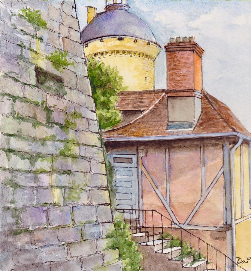 Hautefort Chateau and Village in the French Perigord Painting by Dai Wynn