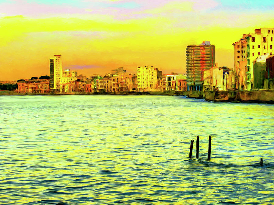 Havana Harbor Sunset Painting by Dominic Piperata