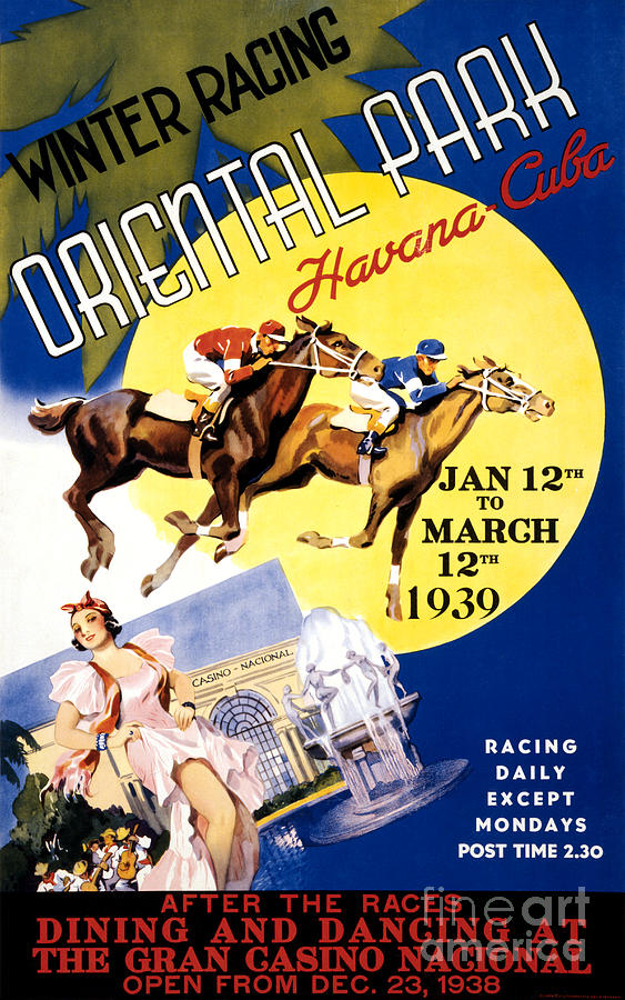 Vintage Painting - Havana Horse Racing Vintage Travel Poster Restored by Vintage Treasure
