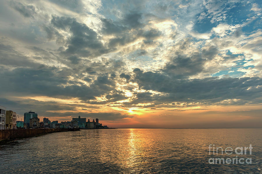 Sunset Photograph - Havana, Malecon at sunset by Viktor Birkus