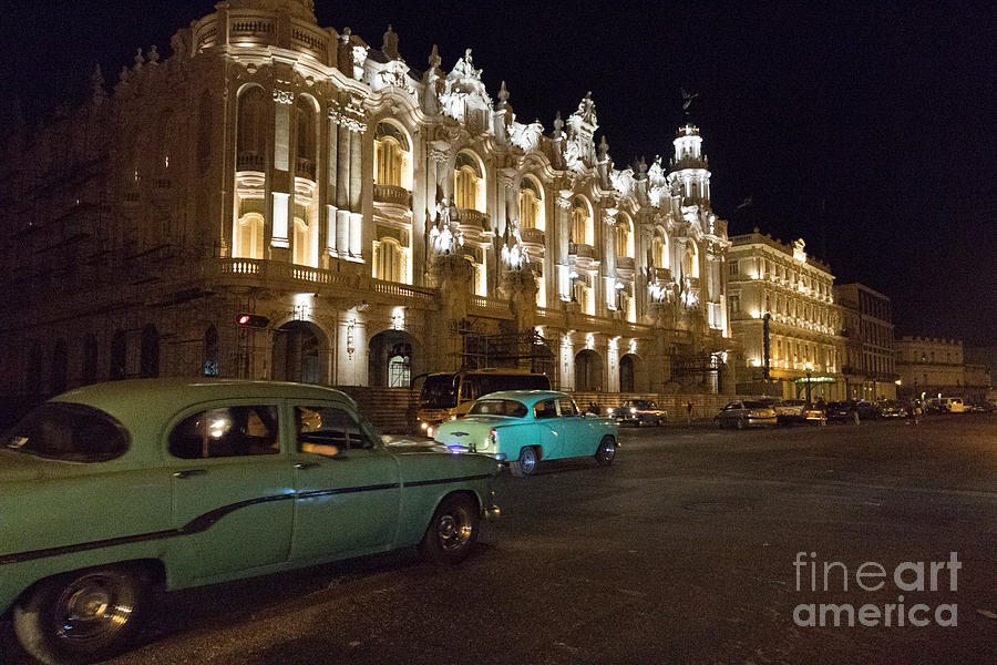 Cub Photograph - Havana Opera House at night #4 by Dan Hartford
