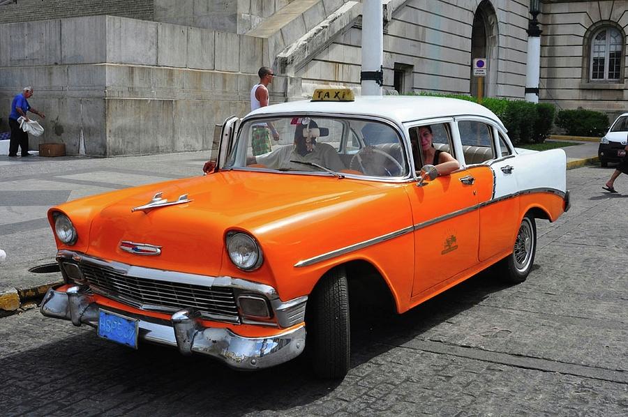Havana Orange Taxi Photograph by John Hughes