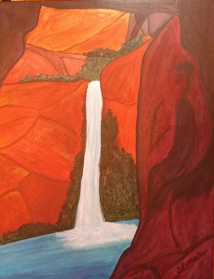 Waterfall Painting - Havasu falls by Tina Mostov