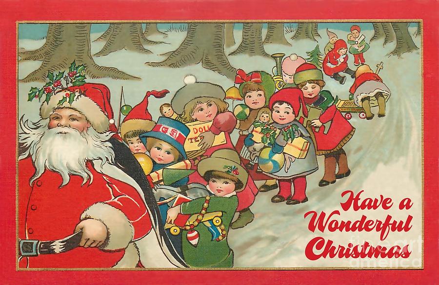 Have a Wonderful Christmas vintage Painting by Vintage Collectables