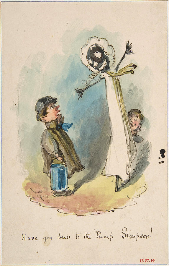 Have You Been to the Pump, Simpson? Drawing by John Leech