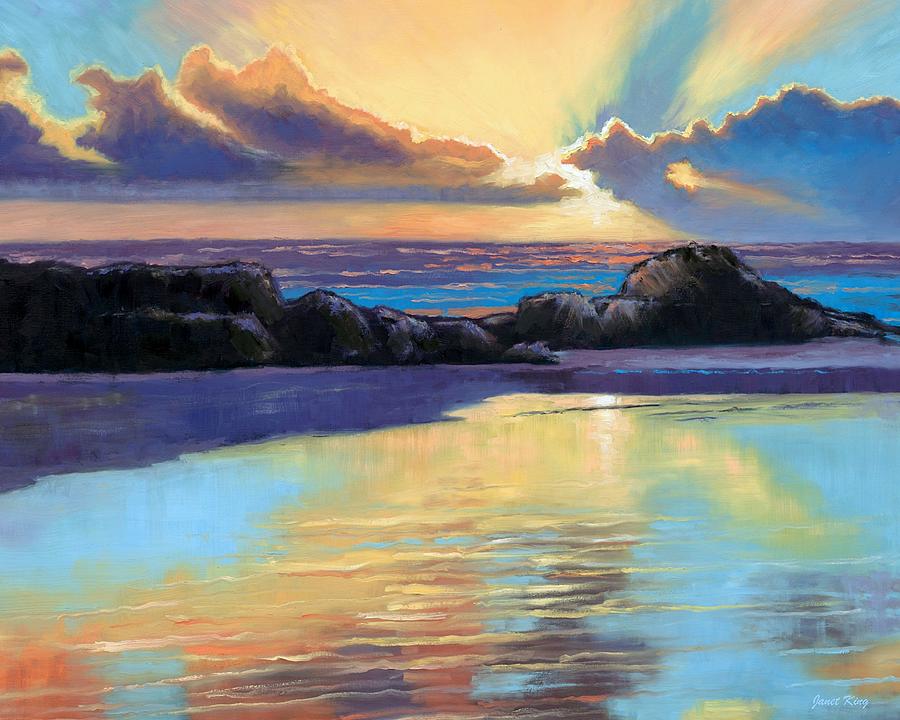 Havik Beach Sunset Painting by Janet King