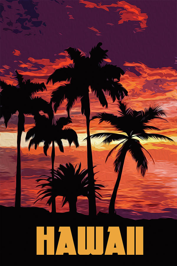 Hawaii at sunset Painting by AM FineArtPrints