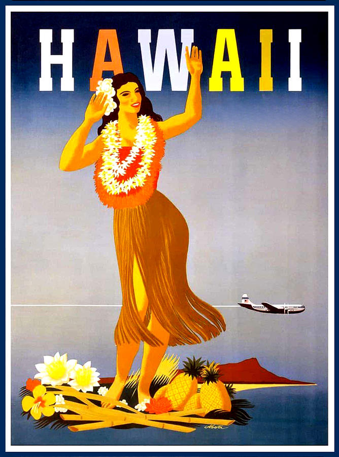 Summer Painting - Hawaii, Hula girl welcome by Long Shot