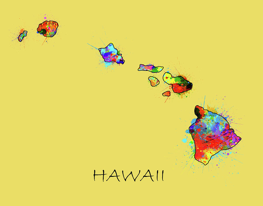 Hawaii Map Digital Art - Hawaii Map Color Splatter 3 by Bekim M