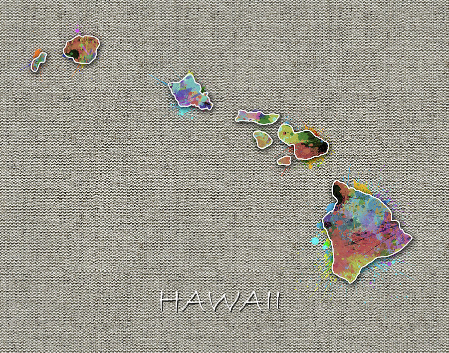 Hawaii Map Digital Art - Hawaii Map Color Splatter 4 by Bekim M