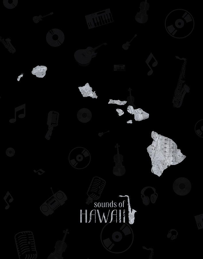 Hawaii Map Music Notes 2 Digital Art