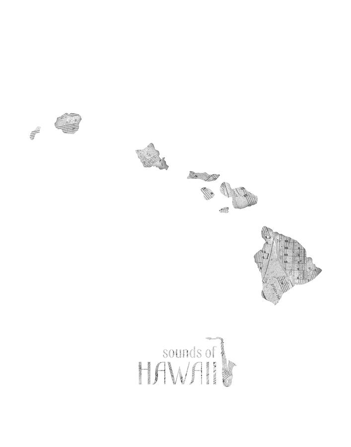 Hawaii Map Music Notes Digital Art