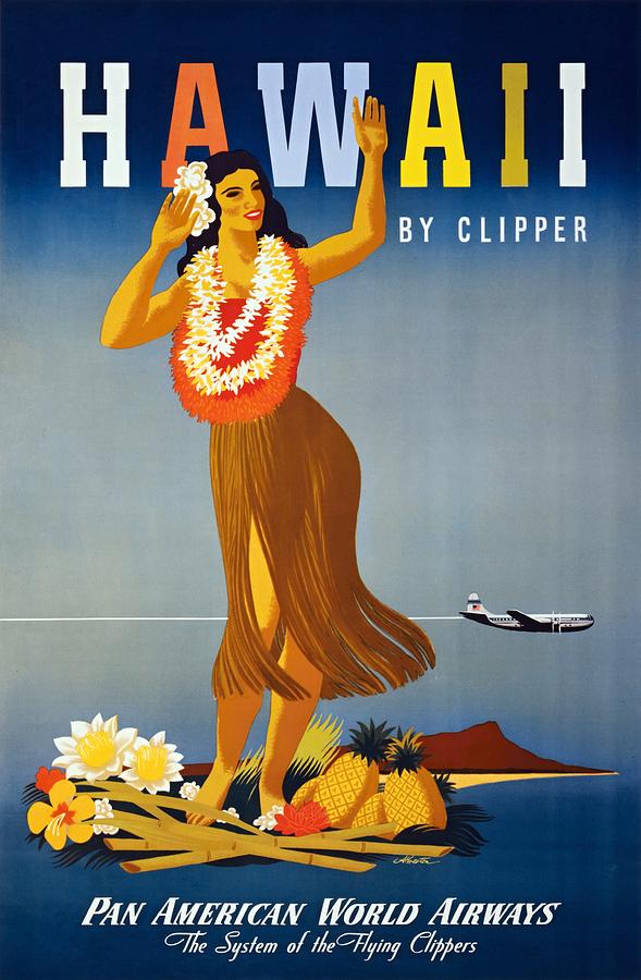 Hawaii Pan Am travel poster 1948 Painting by Vincent Monozlay