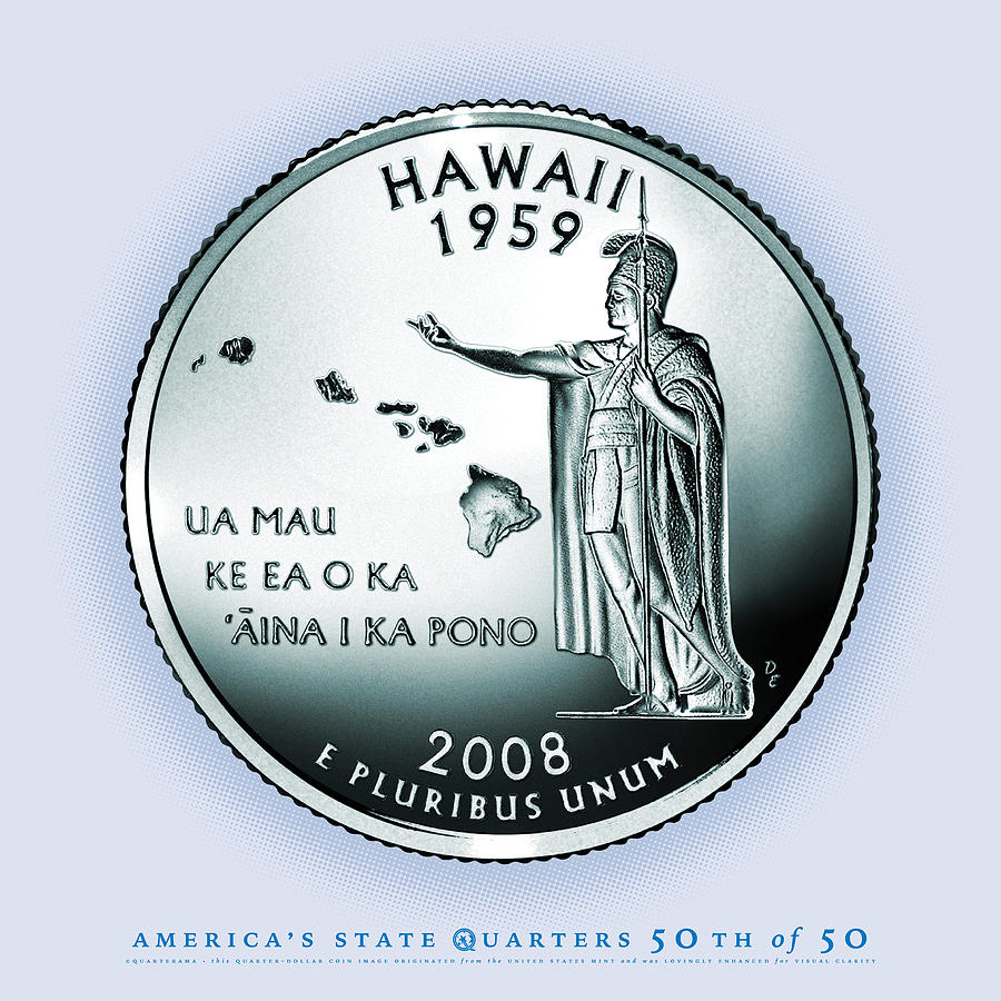 Hawaii State Quarter Portrait Coin 50 Digital Art by Garrett Burke