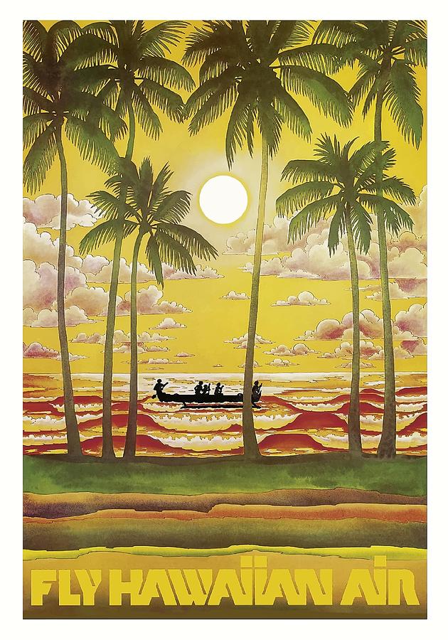 Hawaii Vintage Airline Travel Poster Digital Art by Retro Graphics