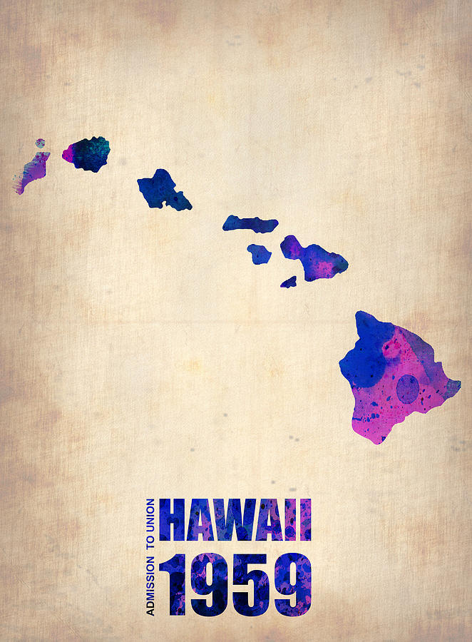 Us State Map Digital Art - Hawaii Watercolor Map by Naxart Studio
