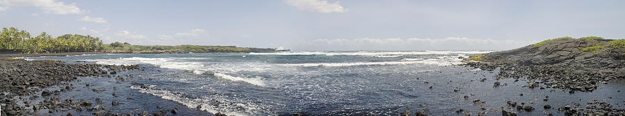 Hawaiian Black Sand Beach Pano Photograph by Peter J Sucy