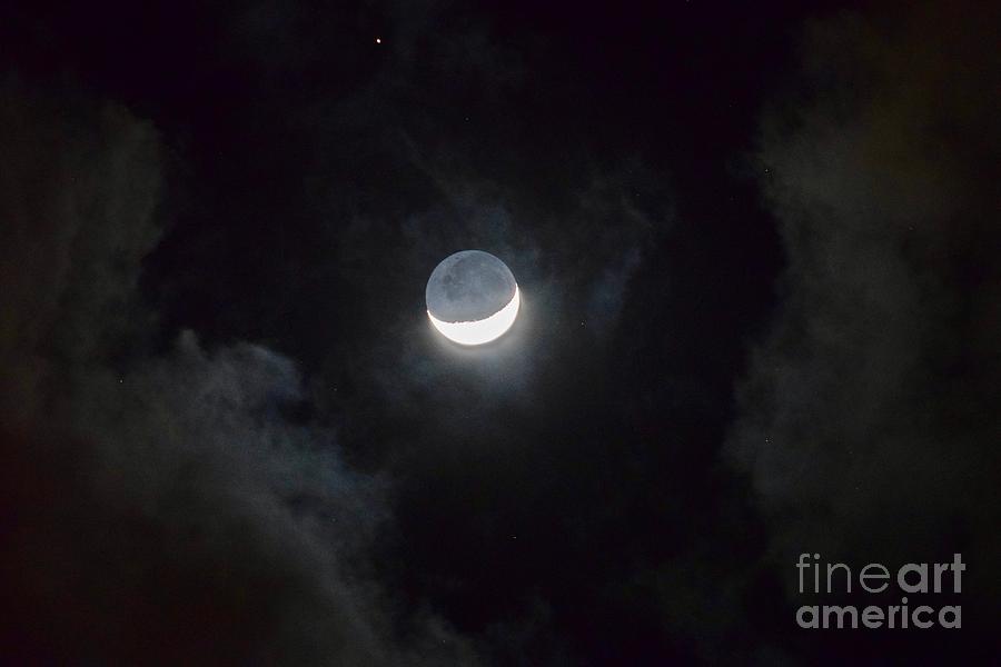 Hawaiian Crescent Moon yearning for  Venus Photograph by Debra Banks