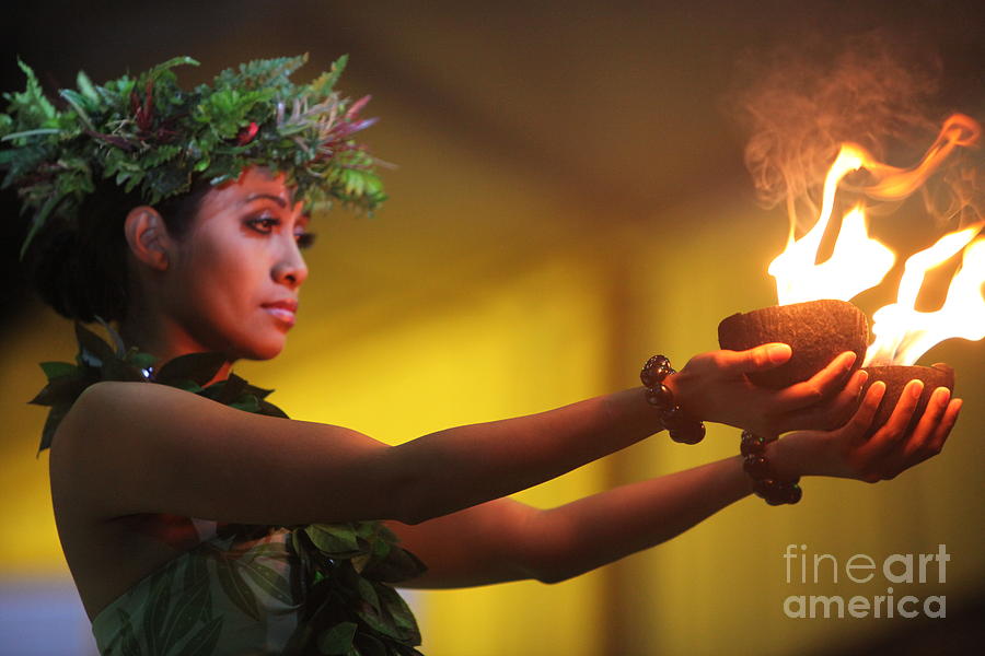 Hawaiian Dancer and Firepots Photograph by Nadine Rippelmeyer