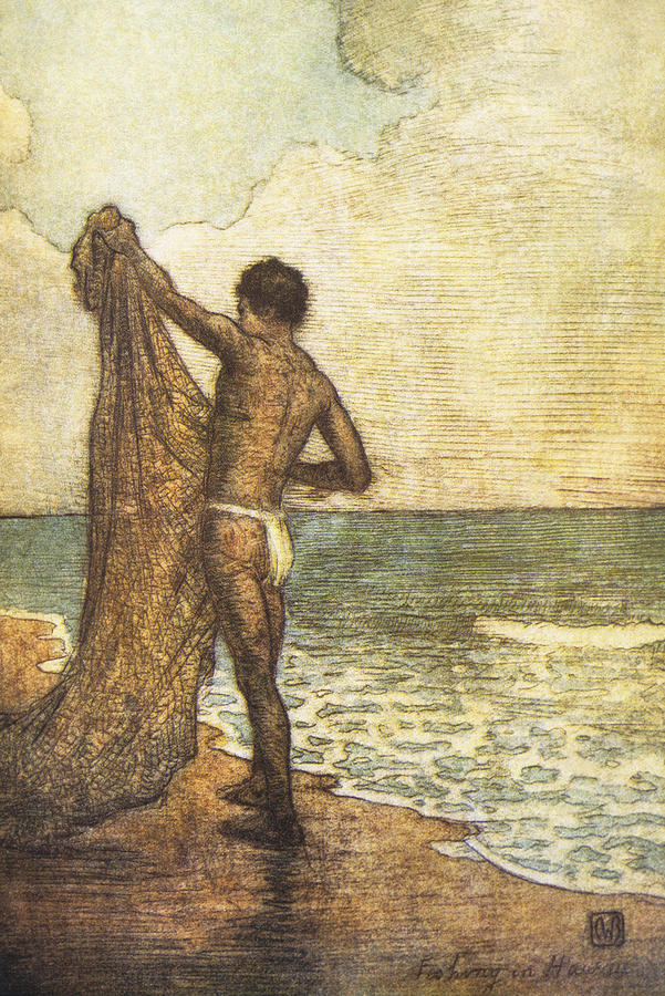 Sunset Painting - Hawaiian Fisherman Painting by Hawaiian Legacy Archive - Printscapes