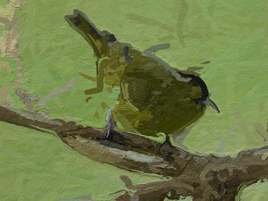 Hawaiian Green Bird on Maui Digital Art by Kedoki - Fine Art America