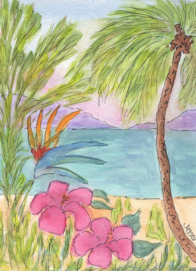 Hawaiian Hibiscus Painting by Marcy Brennan