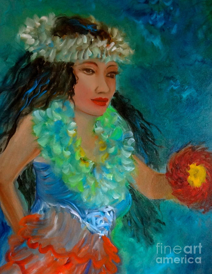 Hawaiian Hula Maiden Painting by Jenny Lee
