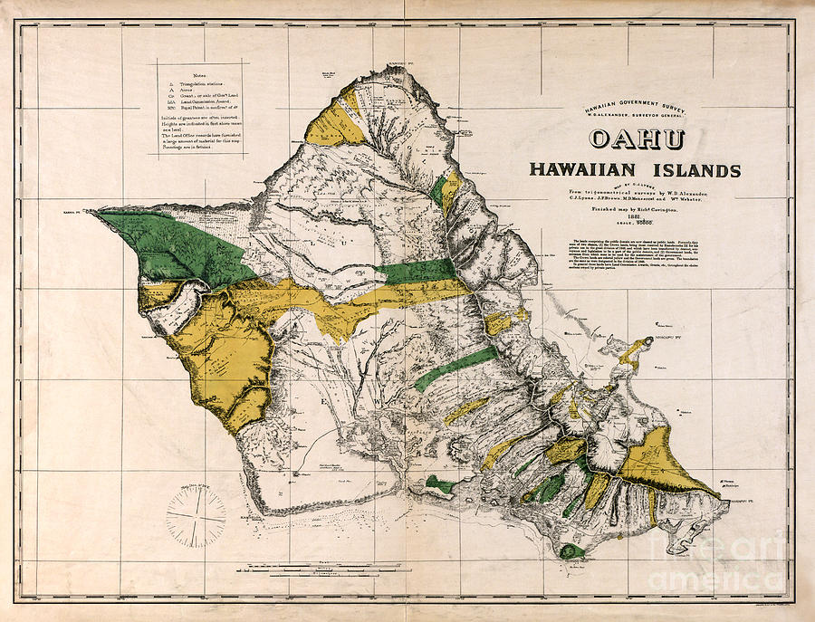 Hawaiian  Islands Map 1881 Photograph by Jon Neidert