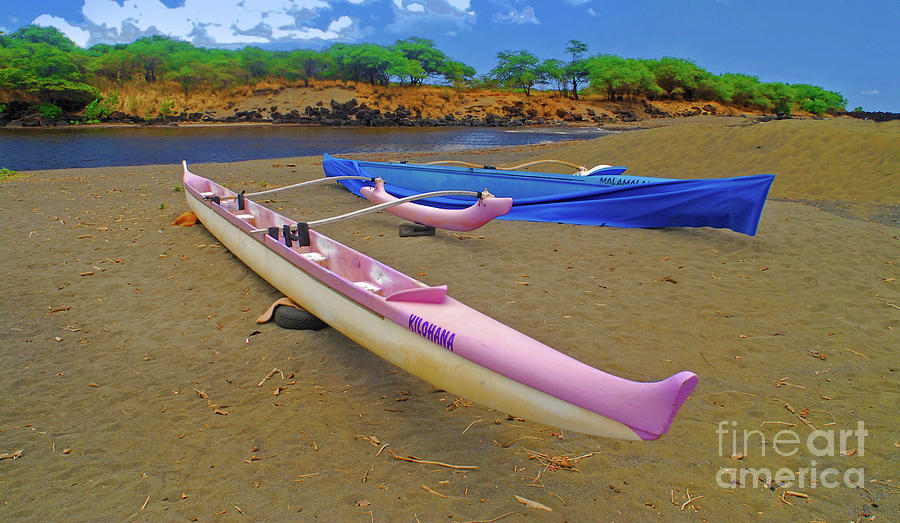 Hawaiian Outigger Canoes Ver 1 Photograph by Larry Mulvehill