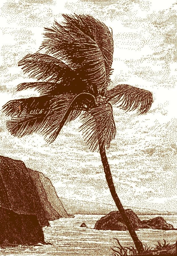 Hawaiian Palm Tree on a Windy Day sienna Digital Art by Stephen Jorgensen