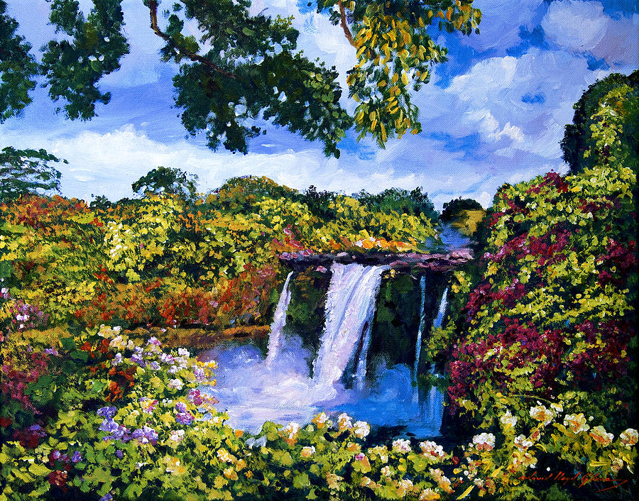 Hawaiian Paradise Falls Painting by David Lloyd Glover