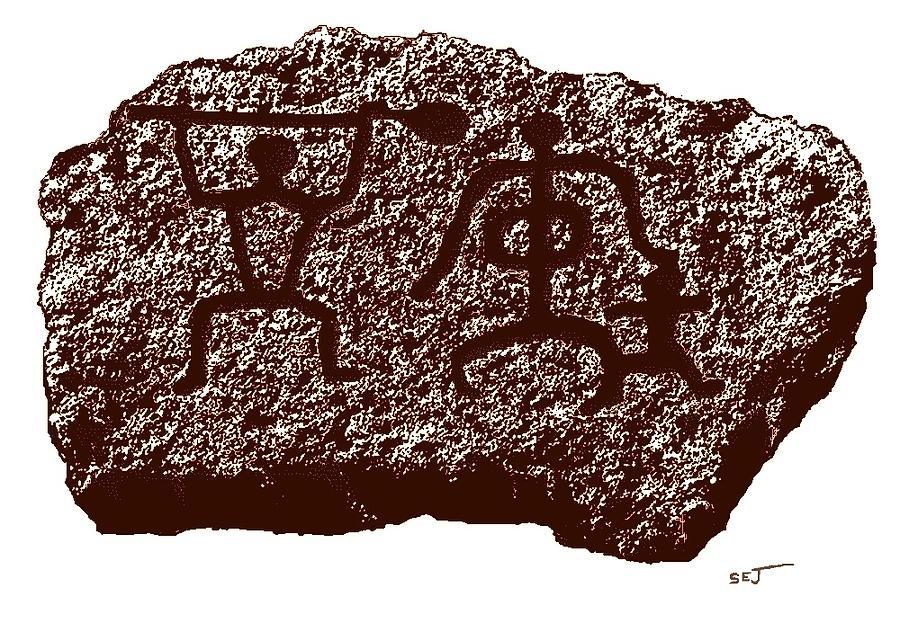 Hawaiian Petroglyphs sienna Digital Art by Stephen Jorgensen