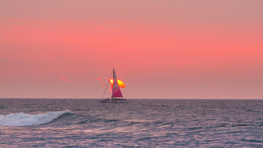 Hawaiian Sailboat Sunset Photograph by Sam Amato