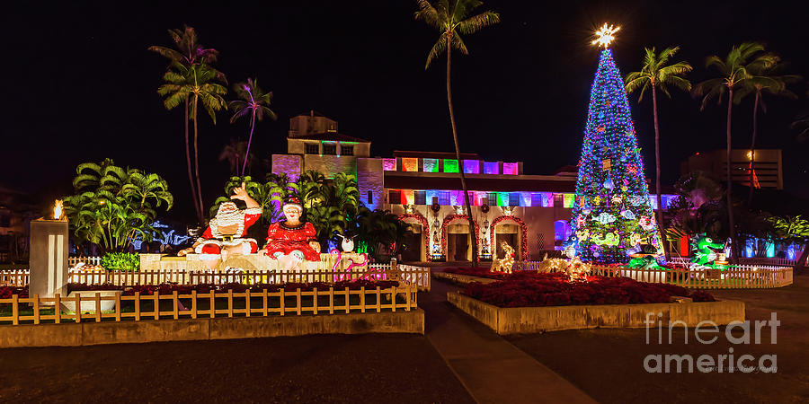 Hawaiian Santa and Christmas Tree  Photograph by Aloha Art