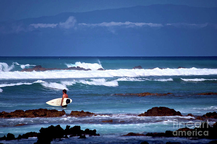 Hawaiian Seascape with Surfer Photograph by Bette Phelan
