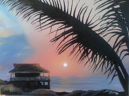 Hawaiian Sunset 7 Lovers Paradise Painting by James Dunbar
